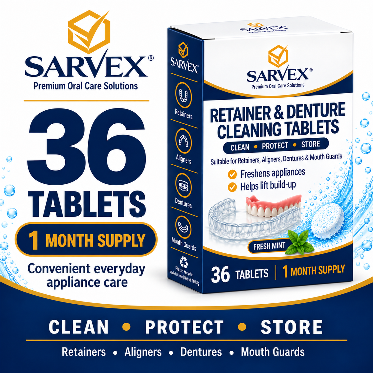 36 Sarvex cleaning tablets – one month of daily cleaning