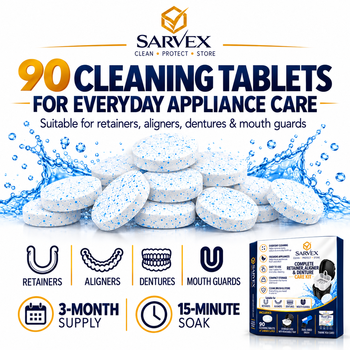 90 Sarvex cleaning tablets included – 3-month supply