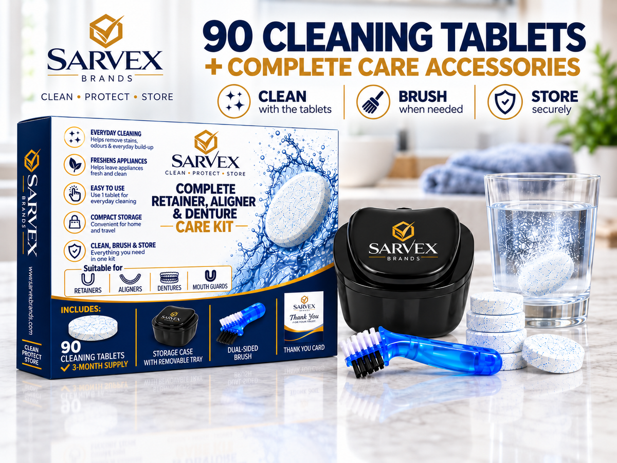 Sarvex Care Kit on a marble bathroom counter