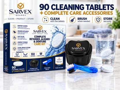 Sarvex Care Kit on a marble bathroom counter